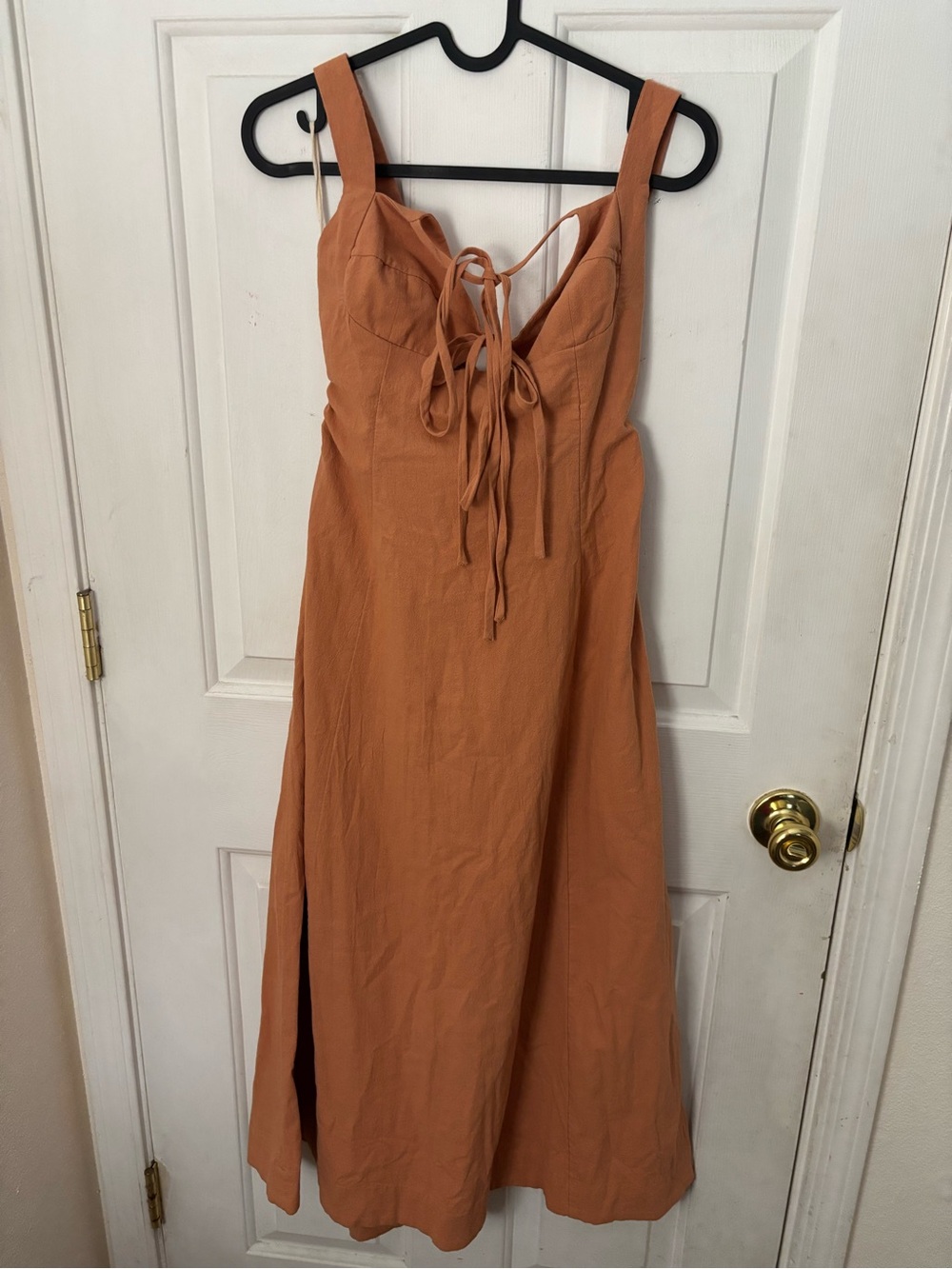 Free People Rust Tie-Front Midi Dress